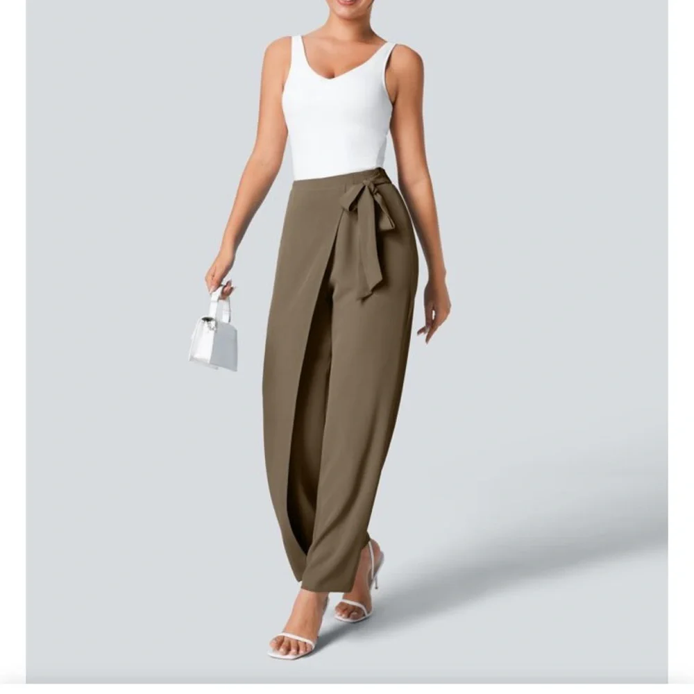 Halara Flex™ High Waisted Tie Side Wide Leg Work Pants Size Small - Picture 2 of 6